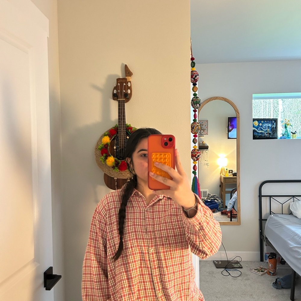 Woolrich Pink and White Plaid Shirt